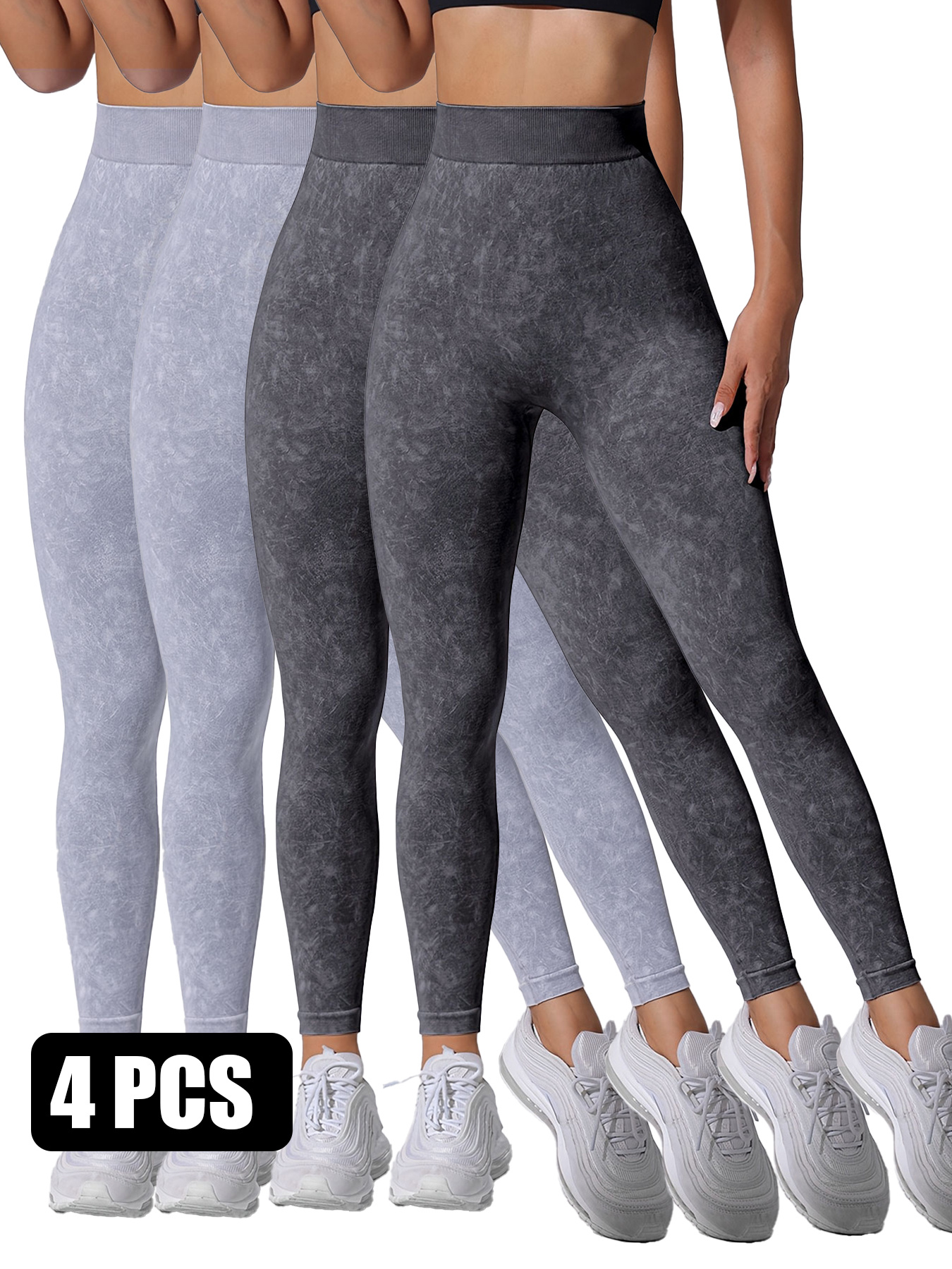4PACK Sand-washed Seamless Yoga Pants - Image 3